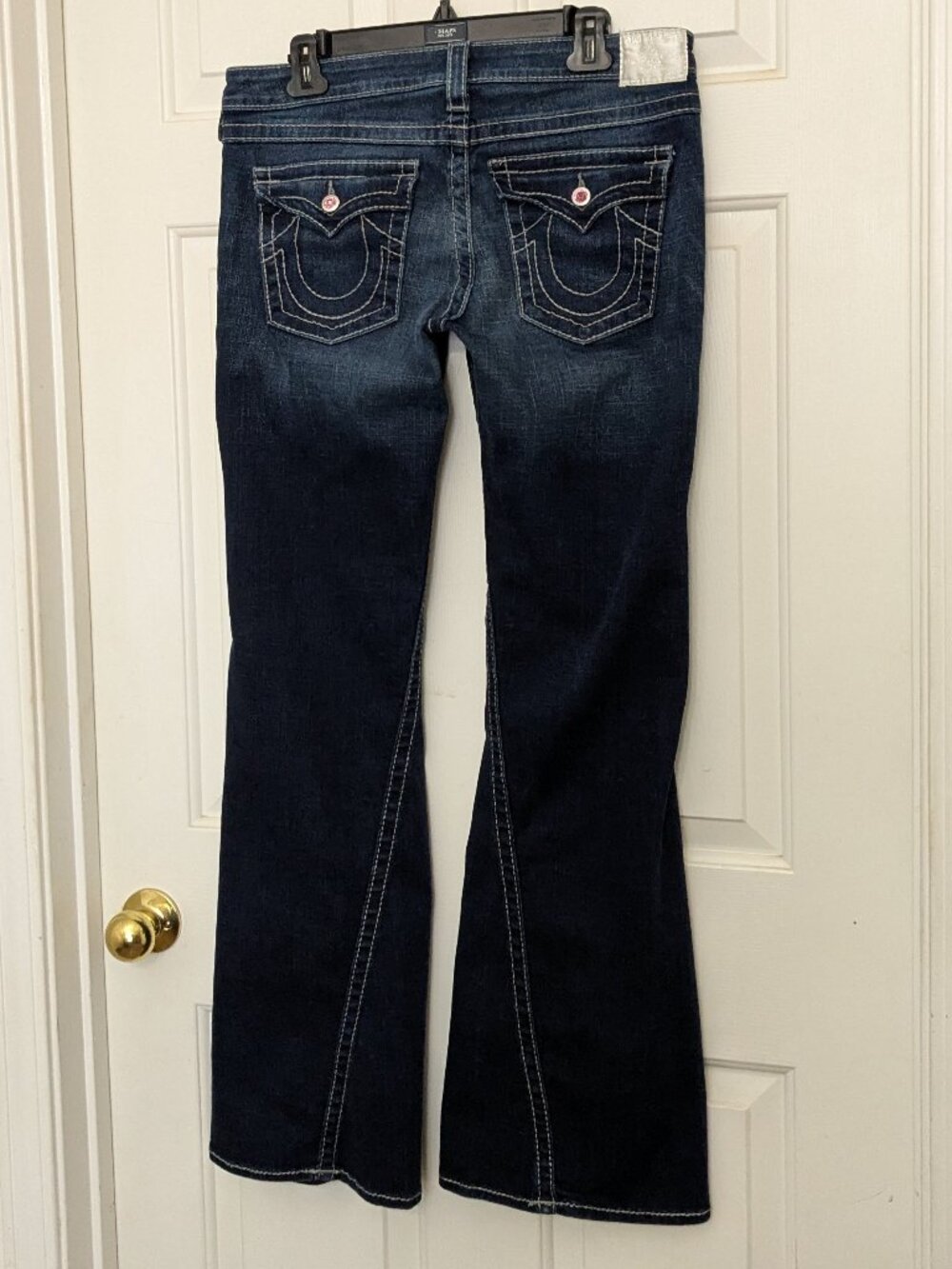 True Religion Women's Blue Boot cut Jeans Size 32 Rhinestone Made In USA . - Picture 2 of 14